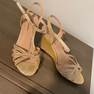 Rose gold wedge heels